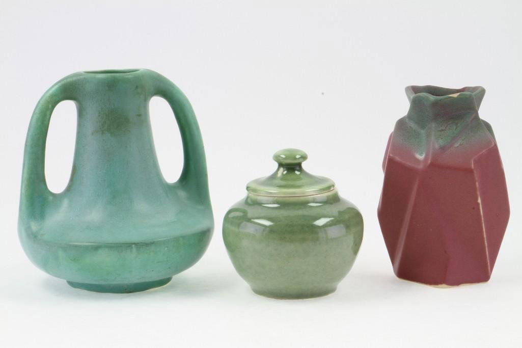 MUNCIE POTTERY RUBA ROMBIC VASE, COVERED JAR & A VASE (1 of 6)
