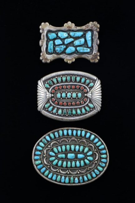 THREE (3) TURQUOISE BELT BUCKLES (1 of 3)
