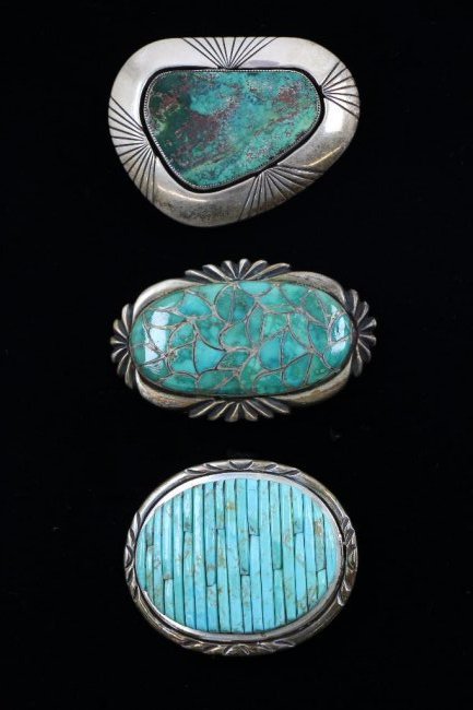 THREE (3) TURQUOISE BELT BUCKLES (1 of 4)