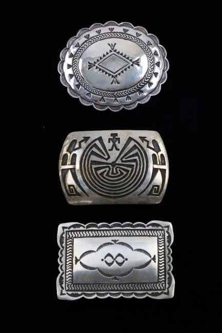 THREE (3) STERLING SILVER BELT BUCKLES (1 of 4)