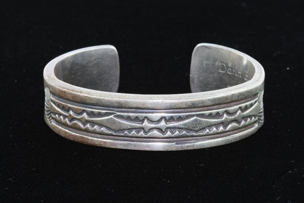 NATIVE AMERICAN CUFF BRACELET STERLING SILVER (1 of 3)