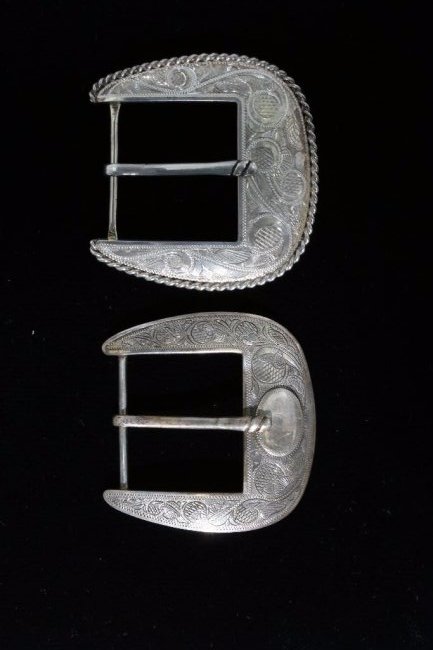 TWO WESTERN STERLING SILVER BELT BUCKLES (1 of 2)