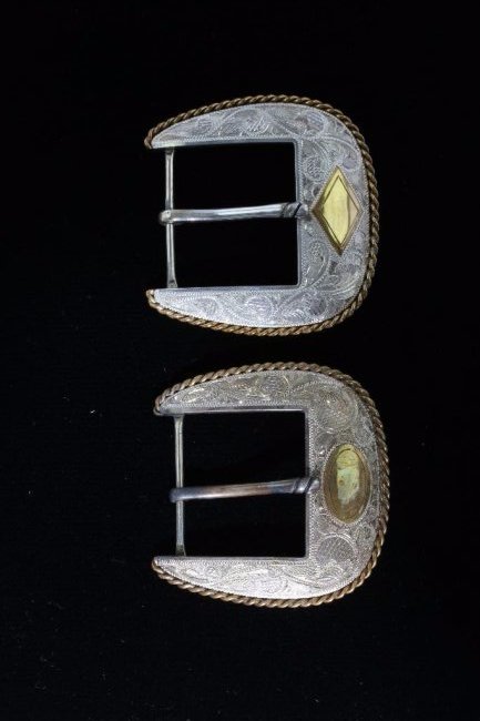 TWO WESTERN STERLING SILVER BELT BUCKLES (1 of 2)