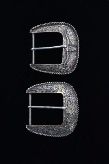 TWO WESTERN STERLING SILVER BELT BUCKLES (1 of 3)