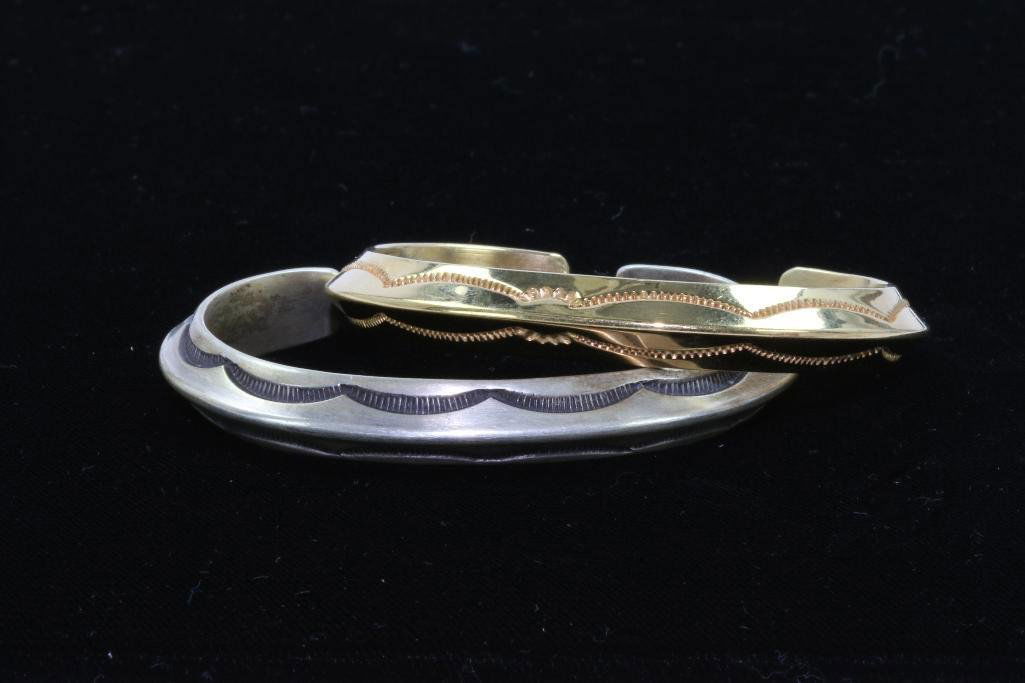 TWO NATIVE AMERICAN BRACELETS STERLING SILVER (1 of 3)