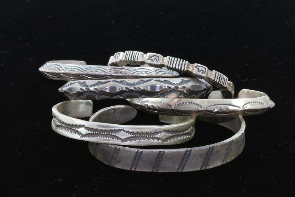 SIX (6) NATIVE AMERICAN CUFF BRACELETS STERLING SILVER (1 of 3)