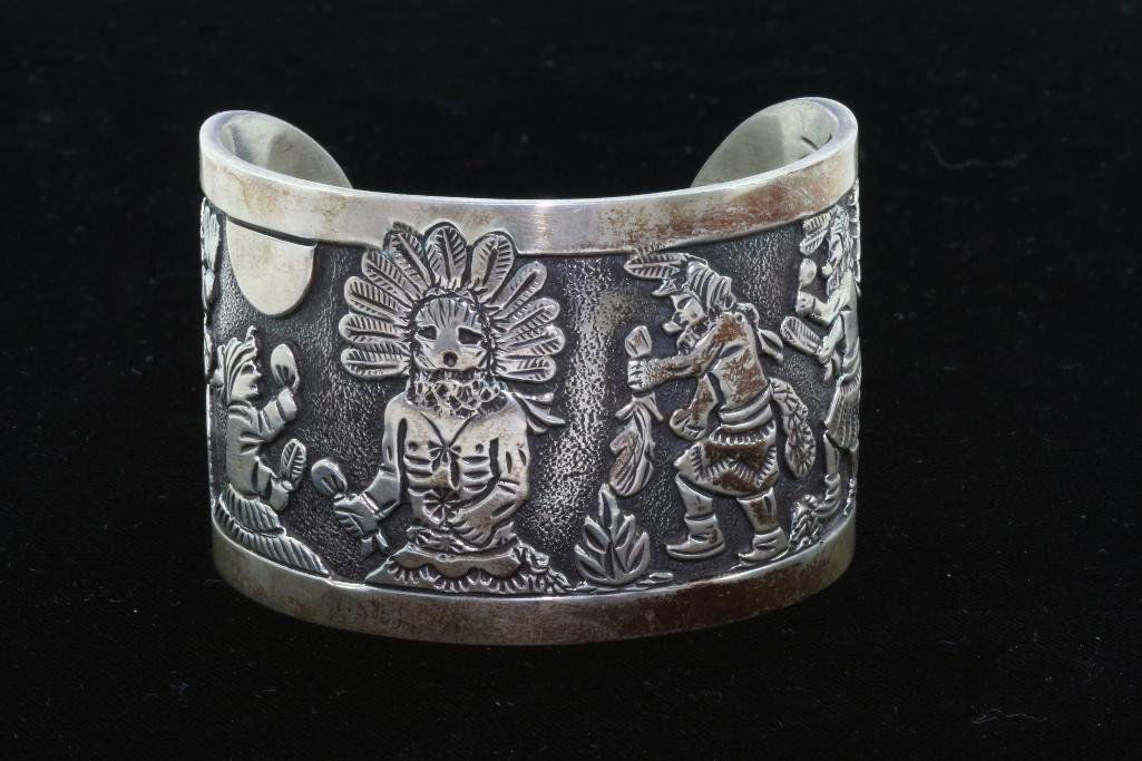 NATIVE AMERICAN CUFF BRACELET STERLING SILVER (1 of 7)