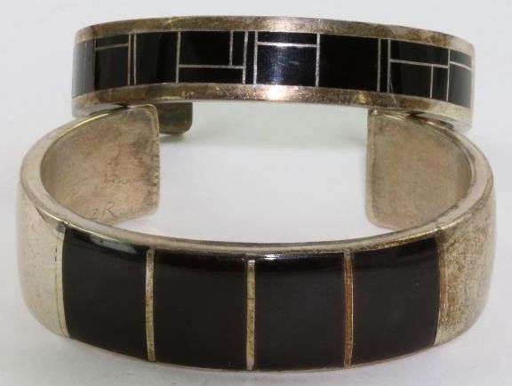 TWO NATIVE AMERICAN CUFF BRACELETS STERLING SILVER (1 of 3)