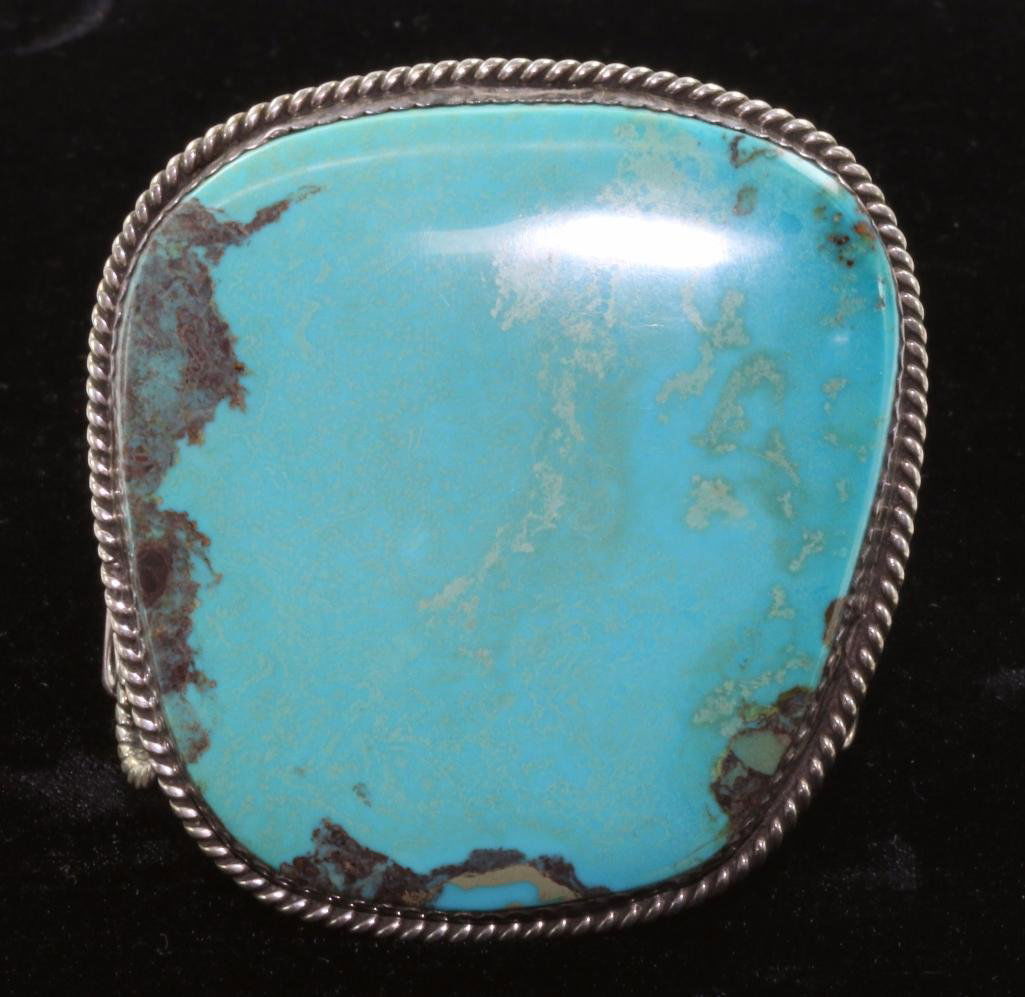 NATIVE AMERICAN TURQUOISE STERLING SILVER BRACELET (1 of 4)