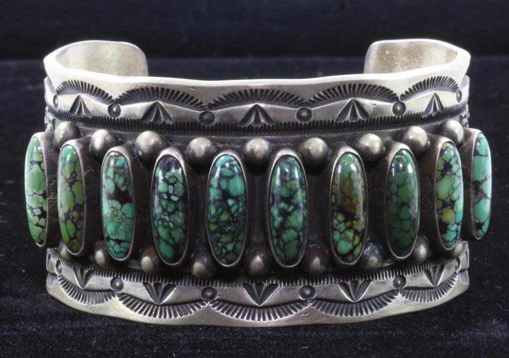 NATIVE AMERICAN TURQUOISE STERLING SILVER CUFF BRACELET (1 of 3)