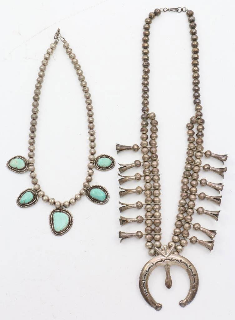 TWO (2) NATIVE AMERICAN NAVAJO SILVER AND TURQUOISE (1 of 2)