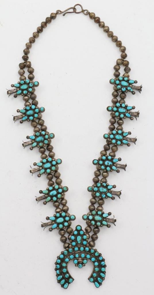 NATIVE AMERICAN NAVAJO SQUASH BLOSSOM NECKLACE (1 of 2)
