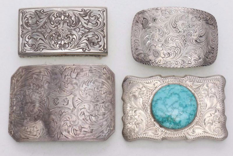 FOUR (4) SOUTHWEST STERLING SILVER BELT BUCKLES (1 of 2)