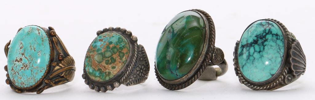 NATIVE AMERICAN TURQUOISE STERLING RINGS (1 of 2)