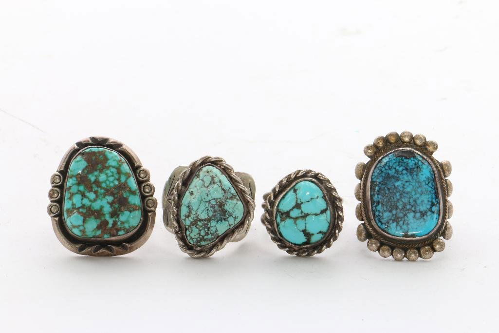 NATIVE AMERICAN TURQUOISE SILVER RINGS (1 of 2)