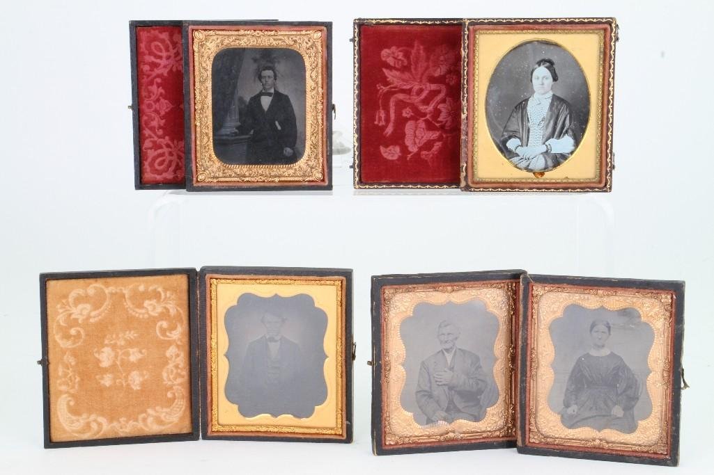 FIVE VICTORIAN AMBROTYPE PHOTOGRAPHS: EACH APPROXIMATELY 3 3/4 X 3 1/4 INCHES. Notes:This "Fine Mélange" comes from numerous sources and estates. Here are just some of items this sale includes: charming Steiff animals (over 40 lots 