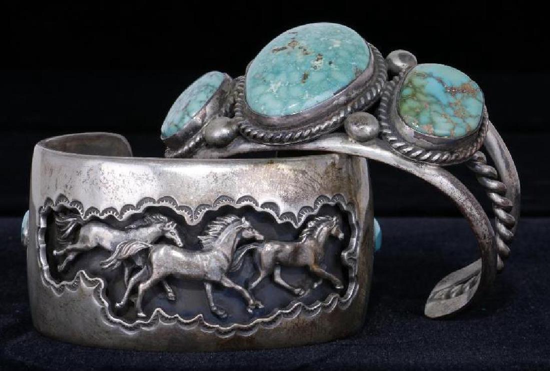 SOUTHWEST TURQUOISE SILVER CUFF BRACELETS (1 of 4)