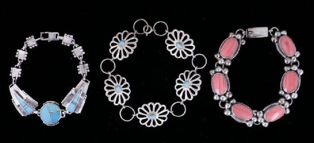 SOUTHWEST TURQUOISE & HARD STONE STERLING BRACELETS (1 of 2)