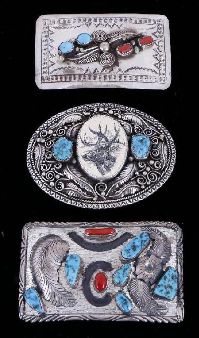 SOUTHWEST TURQUOISE & SILVER BELT BUCKLES (1 of 2)