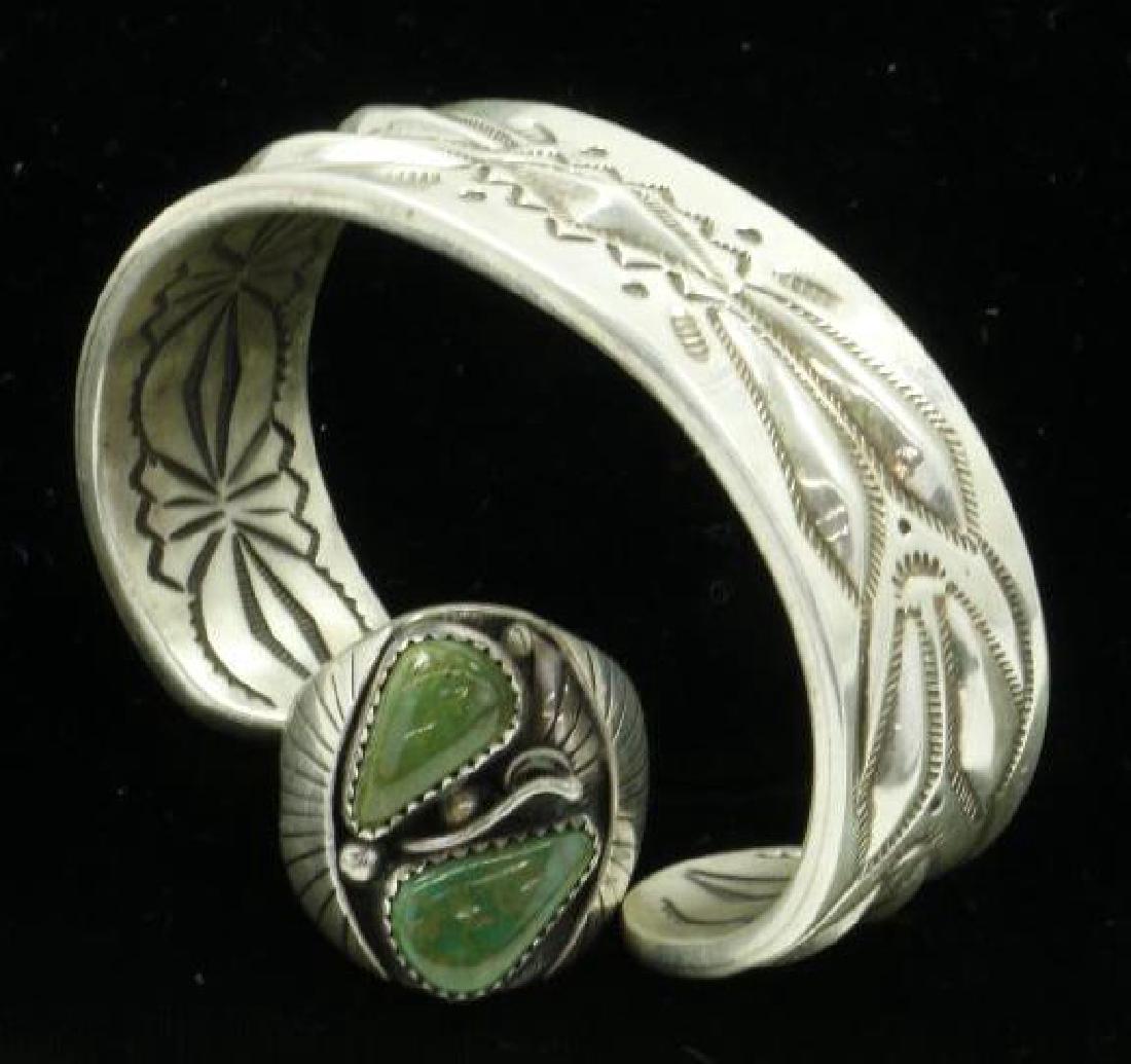 SOUTHWEST SILVER CUFF BRACELET & RING (1 of 4)