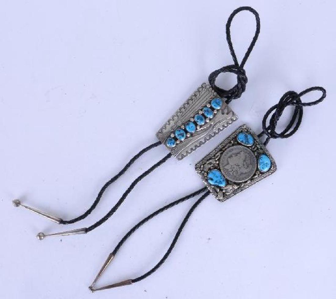 NAVAJO TURQUOISE STERLING BOLO TIES (1 of 2)