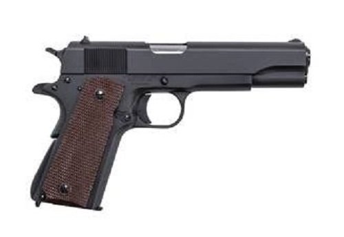 AUTO-ORDNANCE - THOMPSON 1911A1 45 ACP: AO1911BKO PRODUCT DETAILS ·FAMILY:1911 Style Pistol Series ·MODEL:1911A1 ·TYPE:Semi-Auto Pistol ·ACTION:Single Action ·FINISH:Matte Black ·STOCK/FRAME:Steel Frame ·STOCK/GRIPS:Brown Checkered P