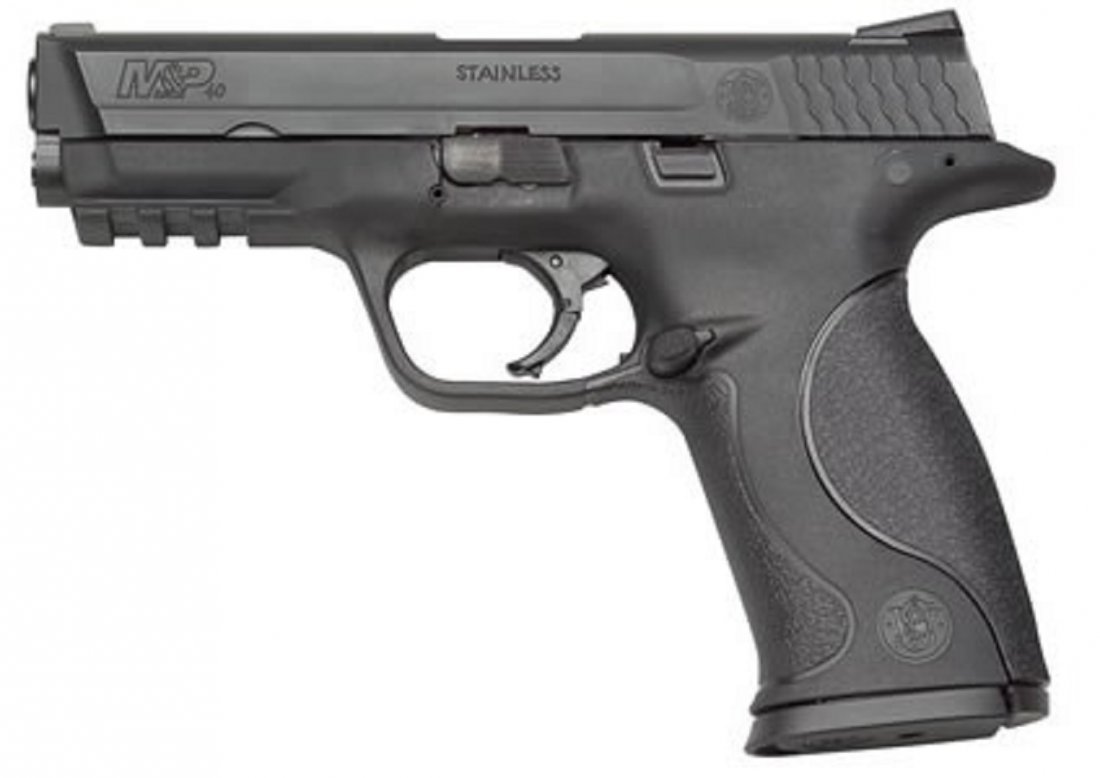 SMITH AND WESSON M&P40 S&W 15+1 NS: SM10084 PRODUCT DETAILS FAMILY:M&P Series MODEL:M&P40 TYPE:Semi-Auto Pistol ACTION:Double Action Only FINISH:Black Melonite STOCK/FRAME:Polymer Frame STOCK/GRIPS:Black Polymer CALIBER/GAUGE:40 S&W CAP