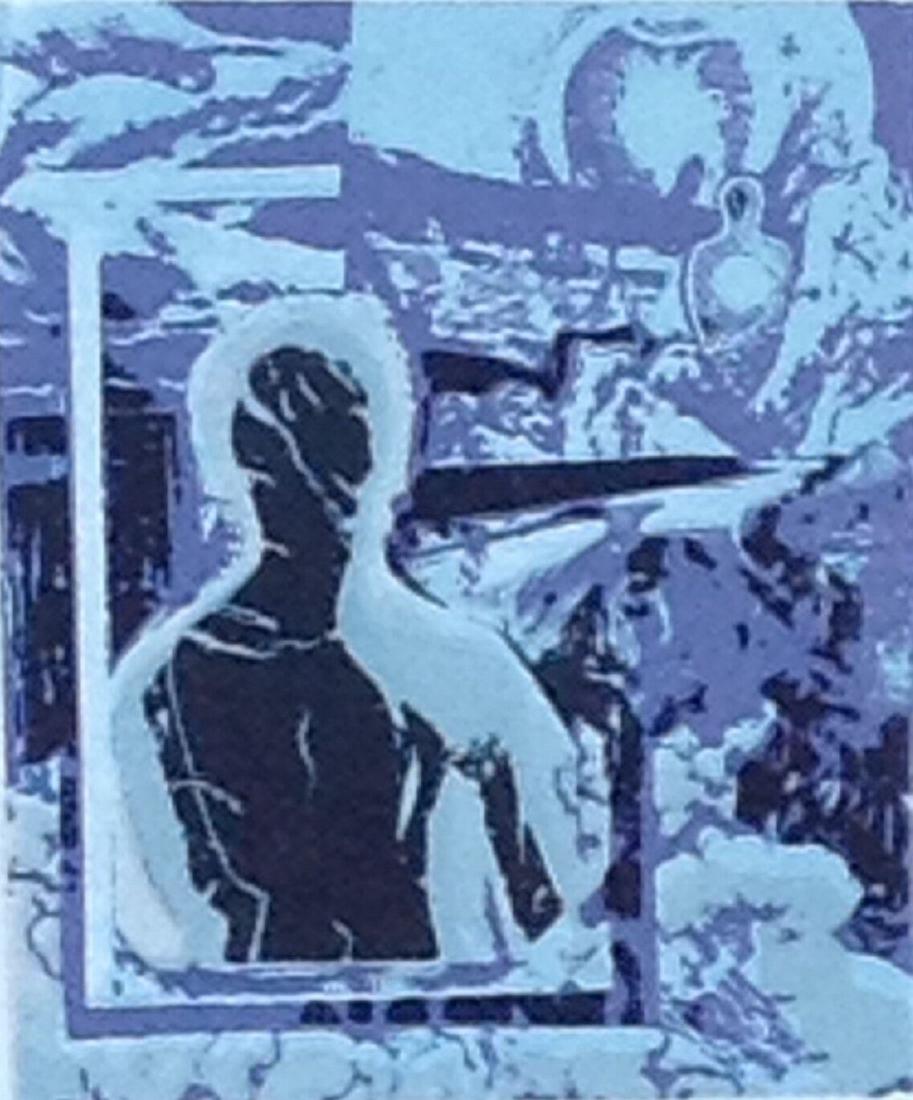 Robert Brown (1917-2009). Painting: Artist: Robert Brown. (1917-2009) Mix media painting on paper. Dimensions: Framed: 20 1/4" x 15 1/2" Few scratches on frame. Full artist bio on sheet attached to verso.