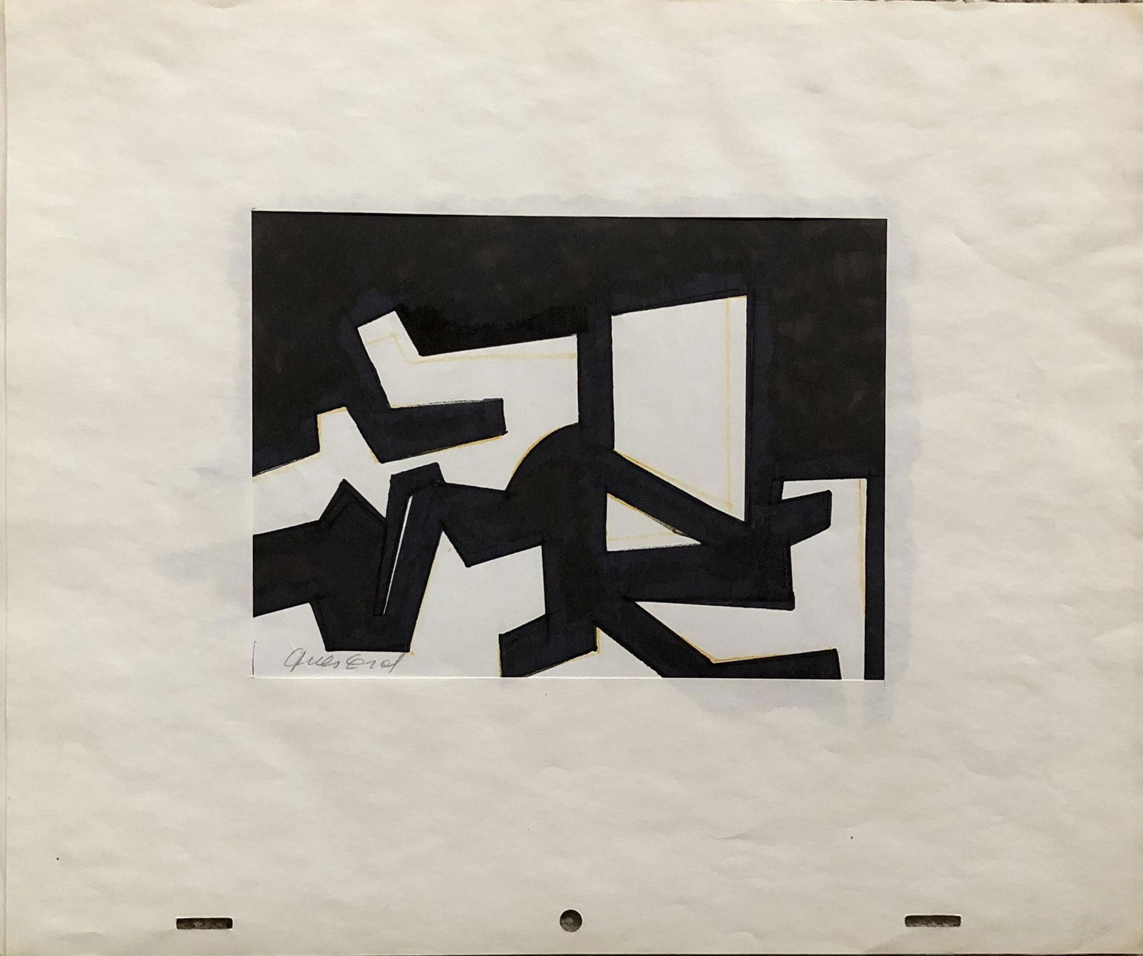 Jules Engel (1909-2003): Jules Engel - Painting on animation production paper. Signed Lower Left. Great abstract original work by Engel. Sheet 10 1/2 x 12 1/2". Site 5 x 7" Beautiful work would look great framed. Engel aside