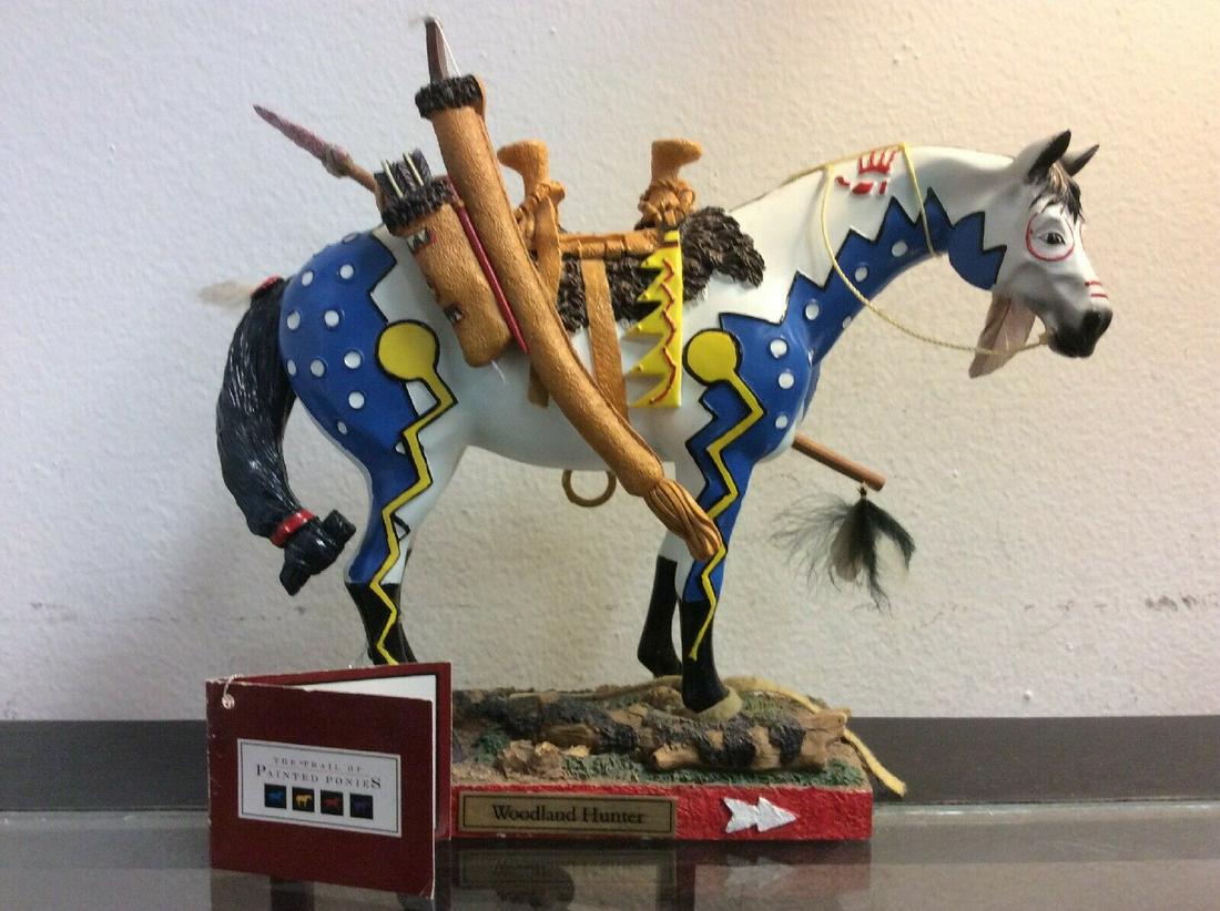 Trail Of Painted Ponies #12385 Woodland Hunter. Large: Trail Of Painted Ponies #12385 Woodland Hunter. Large Figurine. Rare. Limited Ed. Pony measures 10" long and 8" tall on a 8" x 4" base.