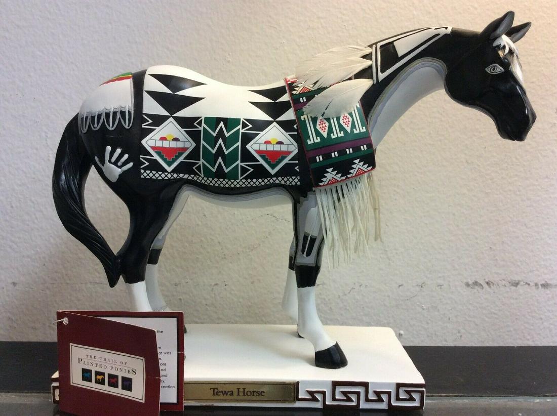 Trail Of Painted Ponies #12386 Tewa Horse. Large: Trail Of Painted Ponies #12386 Tewa Horse. Large Figurine. Rare. Limited Edition. Pony measures 10" long and 8" tall on a 8" x 4" base.