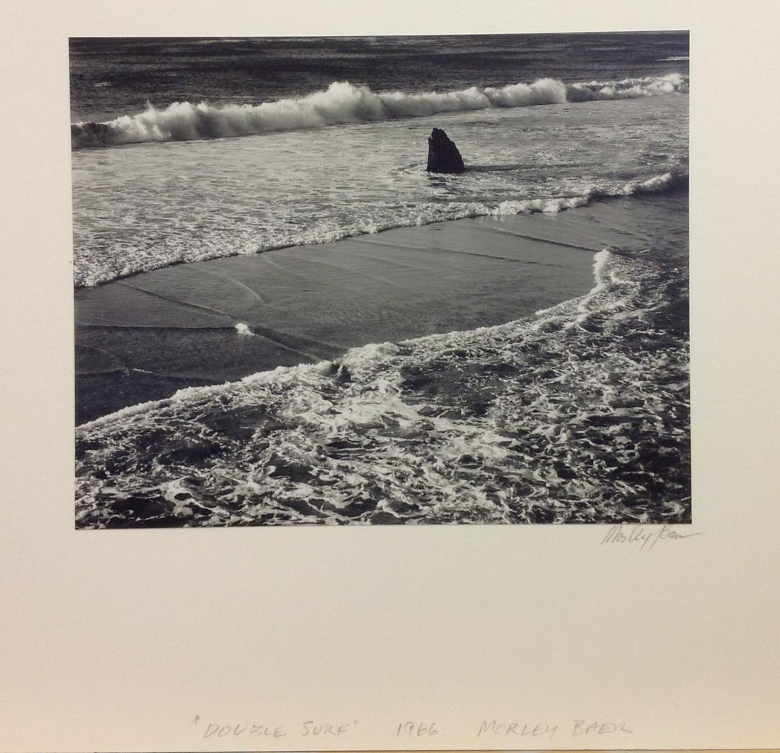Morley Baer - 1966 Vintage Photograph - Double Surf: Artist : Morley Baer Title : Double Surf Year : 1966 Signed lower right. Sheet from “the friends of photography” on verso. Mounted on board. Dimensions: board : 14 x 16 Photo: 7 ½ x 9