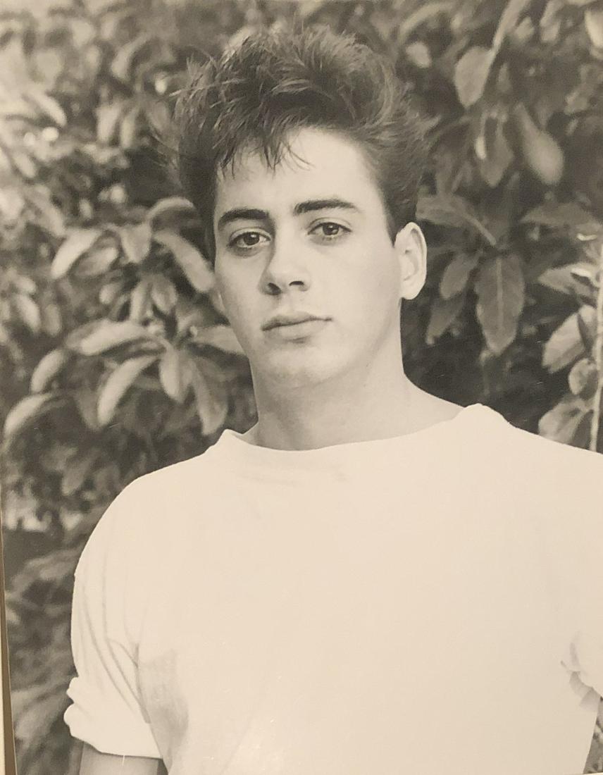 Robert Downey Jr 1985 - photographer stamp verso (1 of 2)