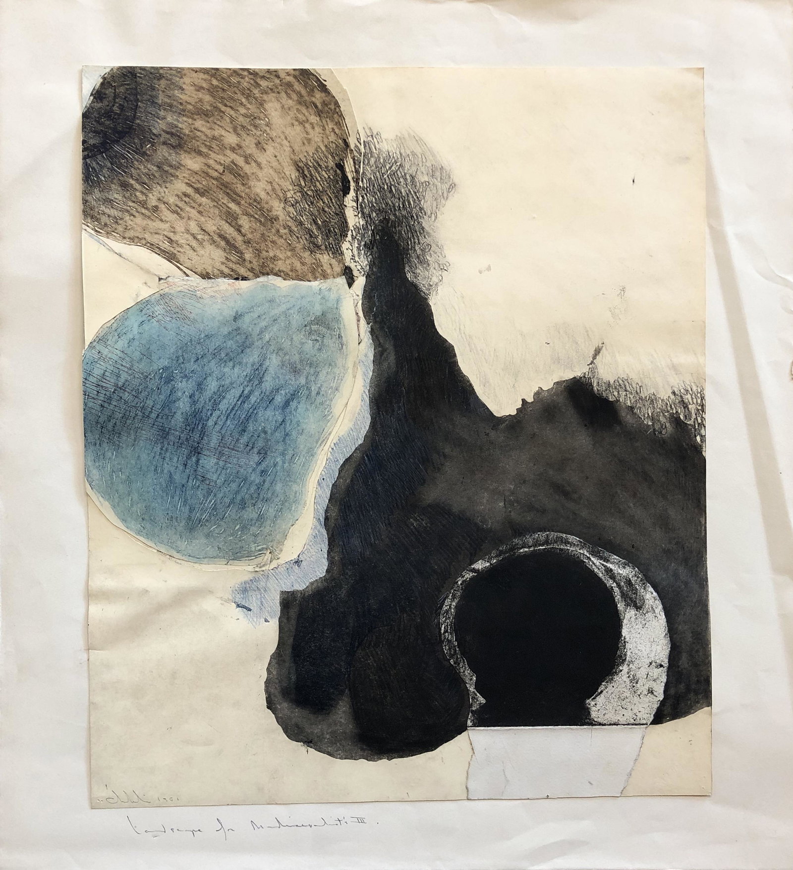 Wesley Chamberlin (1932-1990) Mix Medium/Collage 1961: Wesley Chamberlin (1932-1990) California. Mix medium / Collage/ Watercolor Signed lower left. Dated 1961 Title bottom. Dimension: Art: 17 1/2 x 14 1/2 and mounted on paper 21 x 19". Well known listed 
