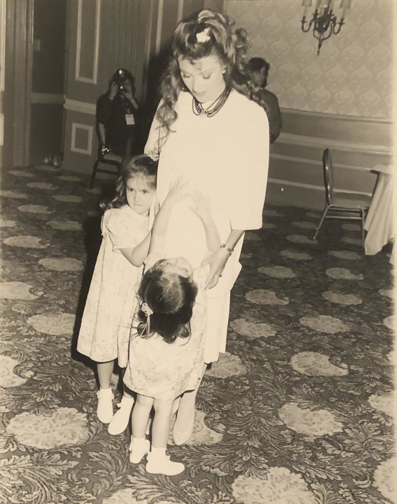Jane Seymour and children at Beverly Hilton Hotel -: Taken March 28, 1985 by noted photographer Scott Downie w/ photographer stamp and description verso. 9x7 on Kodak paper.