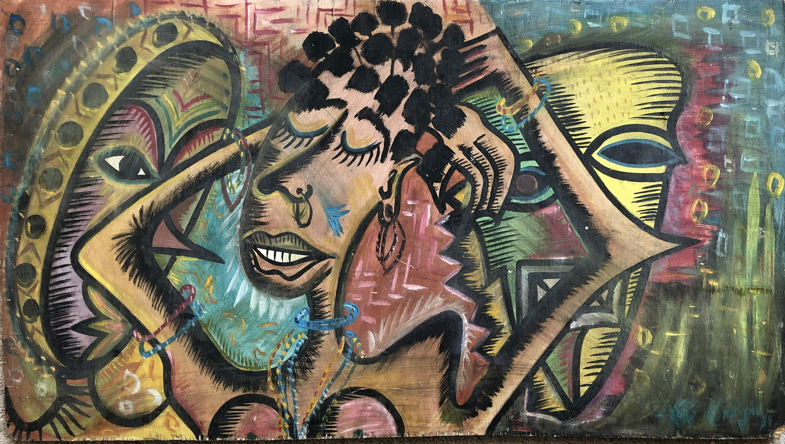 Koko Komegne - Mix Medium pastel and paint on wood (1 of 5)