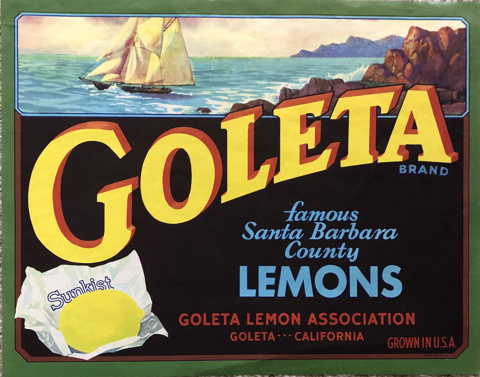 Goleta Lemons S.B. -Fruit Crate Label (1 of 3)