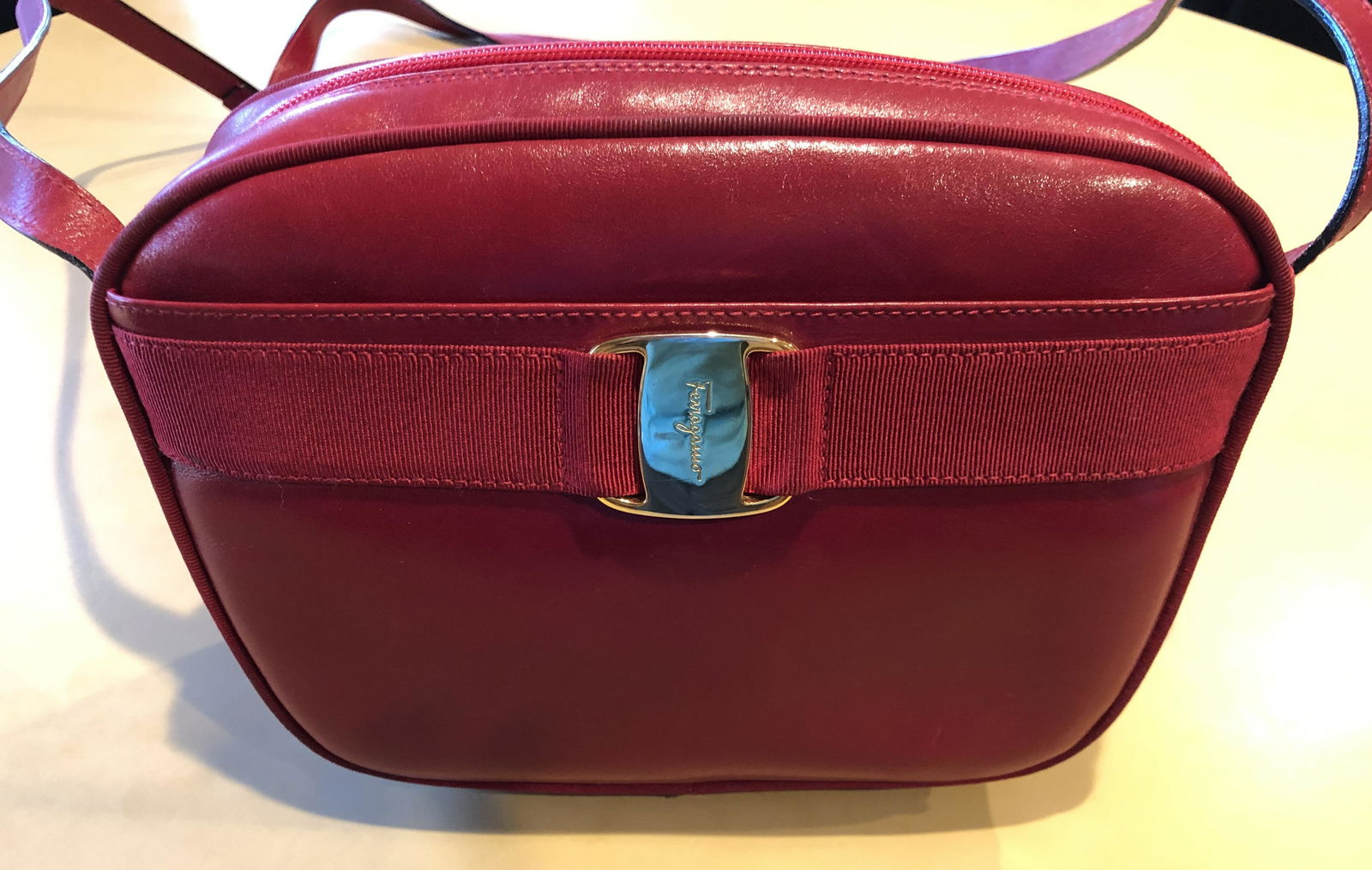 Salvatorre Ferragamo Red Leather Shoulder Bag (1 of 5)