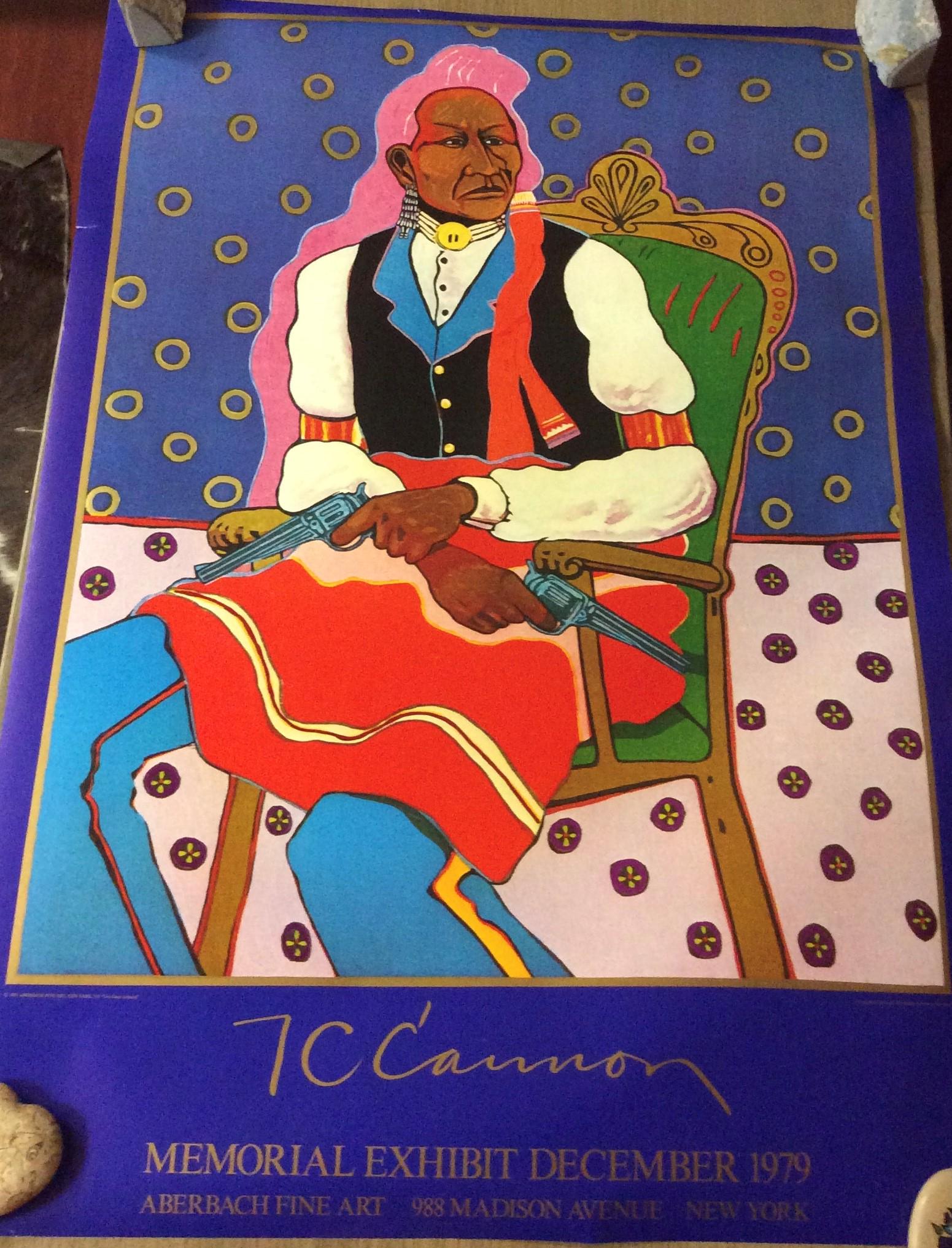 T.C. Cannon "Two Gun's Arikara": 23"x 31" Poster. Memorial Exhibit Dec. 1979, Aberbach Fine Art. 3 posters available.