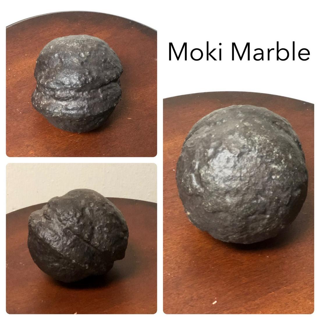 Moki Marble: This is a very unique Moki Marble, 9 inches in circumference, and exactly one pound. IT'S BILLIONS OF YEARS OLD AND ONE OF A KIND! Best used for spiritual healing for divinity and foundation to assist