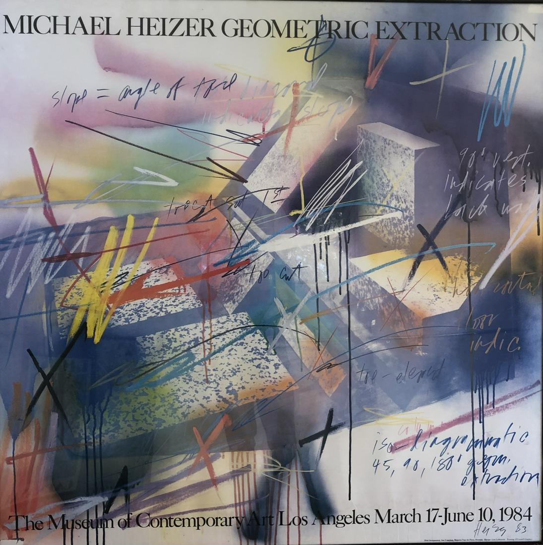 Michael Heizer -signed: Michael Heizer - Geometric Extraction MOCA 1984 Framed: 46" x 46"