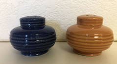 Pair Blue and Orange Vintage Mid Century Shakers