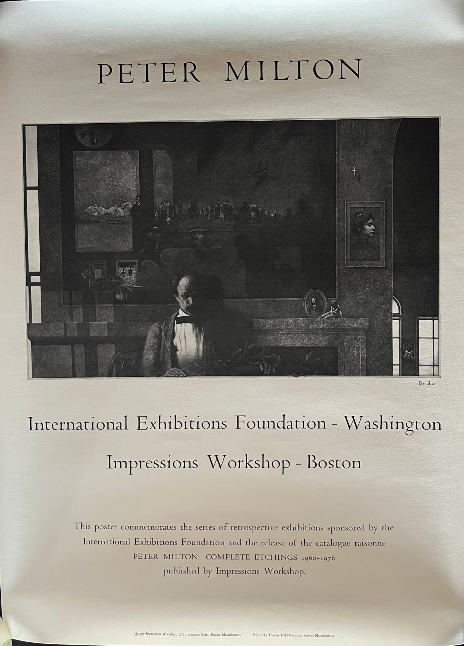 Peter Milton (b.1930): Peter Milton (b. 1930-) International Exhibtion Foundation - Washington Impressions Workshop - Boston Dimension : 18 x 24"