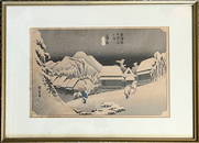 Utagawa Hiroshigi - Evening Snow at Kambara (from 53 stations of Tokaido)