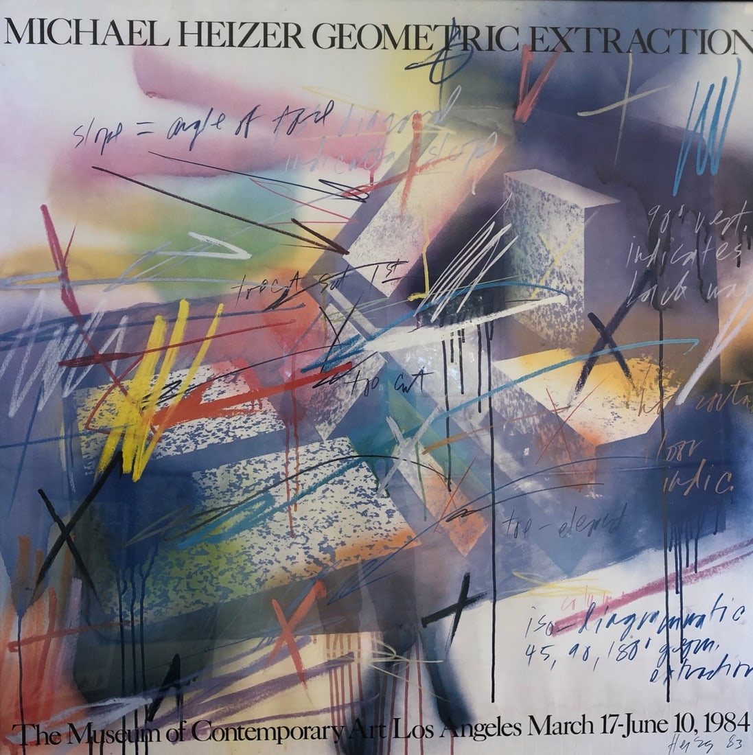Michael Heizer -signed: Michael Heizer - Geometric Extraction MOCA 1984 Framed: 46" x 46" This has been removed from the frame.