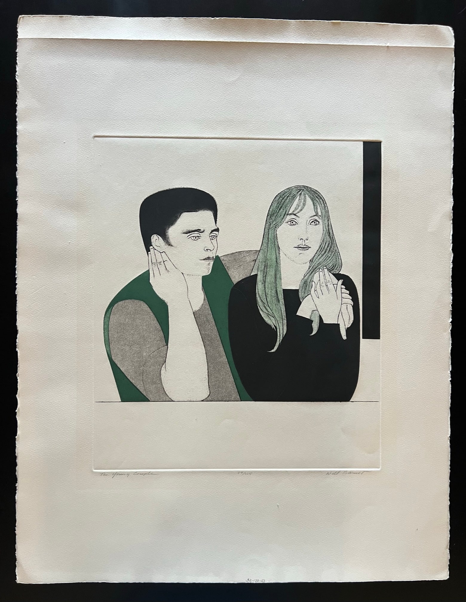 Will Barnet (1911-2012) Lithograph 1971 - Signed: Will Barnett (1911-2012) Title: The Young Couple Year: 1971 Signed: Yes Edition: 57 / 225 Type: Etching on Paper Dimension: Sheet 30 x 23" Reference: Cat Raisonne: Cole 141