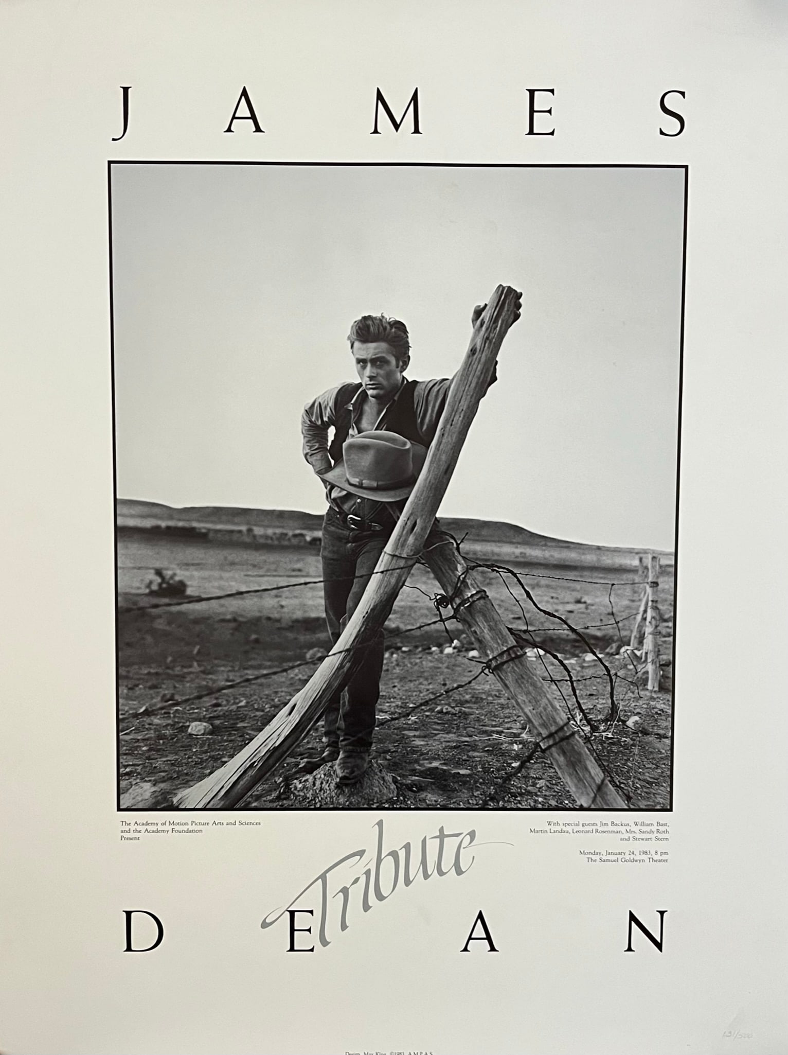 James Dean - from Martin Landau collection.: James Dean - " Tribute " 1983 The Academy of Motion Pictures Arts and Sciences # 131 / 500 This is from Martin Landau collection. 28 x 22" This was produced to pay homage to the icon, James Dean. Desi