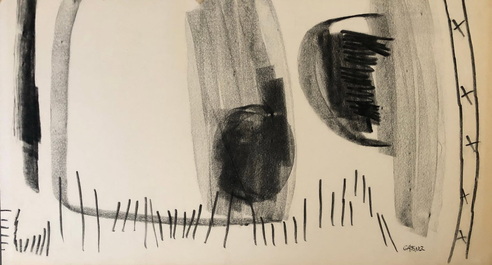 Charles Gassner - original 1960's: Charles Gassner - original charcoal pastel from the 1960's. Dimension 18 x 34" Signed. Prominent artist collect worldwide
