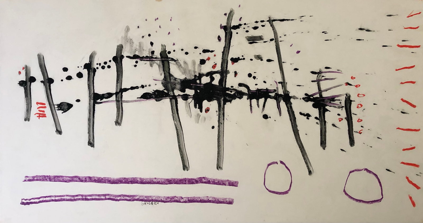 Charles Gassner - original charcoal / pastel: Charles Gassner - original charcoal/pastel from the 1960's Dimension: 18 1/2 x 34" Signed bottom. Great work by a prominent artist collected worldwide