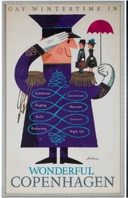 Travel Poster -Ib Antoni - Wintertime in Wonderful Copenhagen original 1963